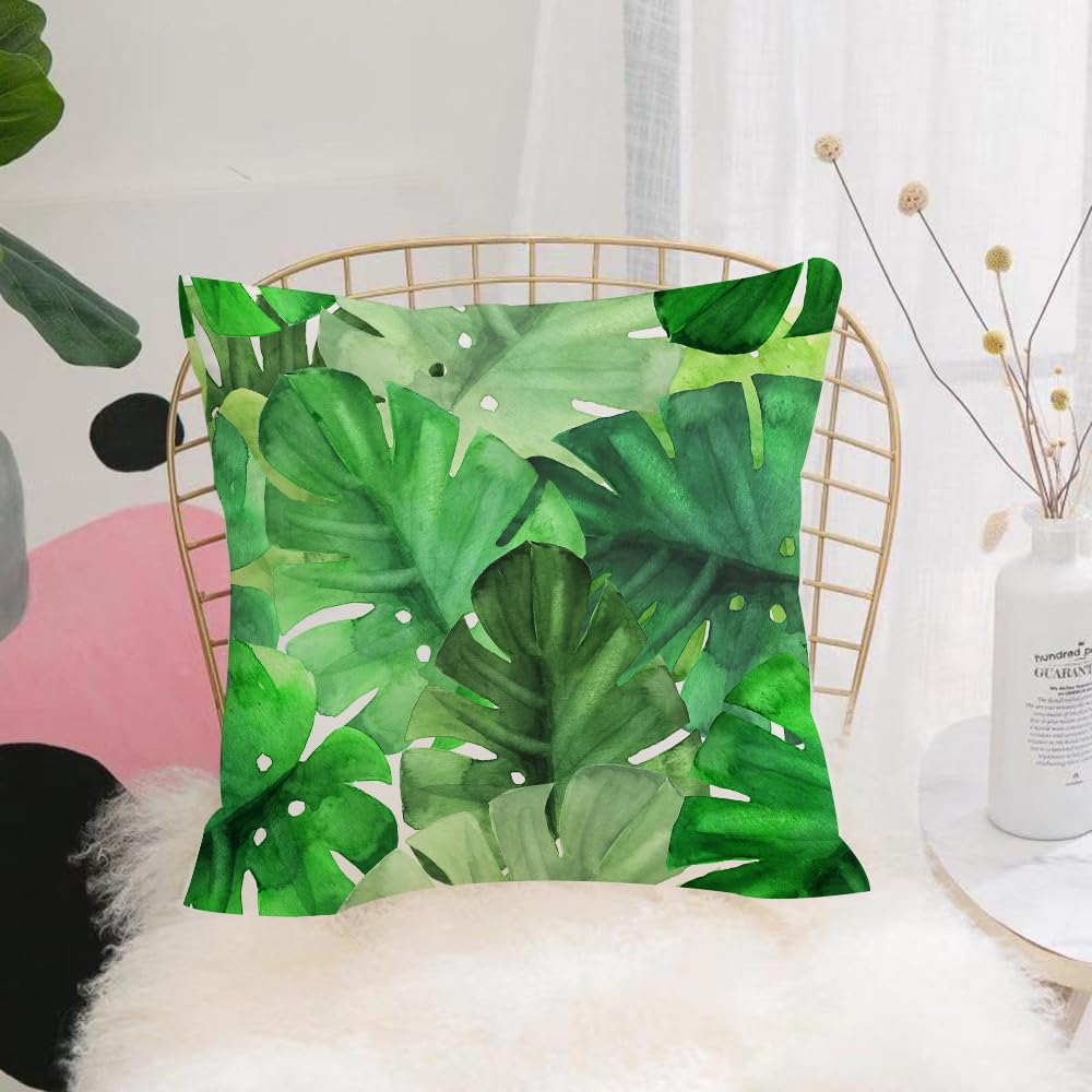 HYMSXW Cushion Cover,Throw Pillow Case Home Decorative for Living Room Bedroom Sofa Chair 20X20 Inch,Green tropical plant leaves,Pillowcase 50X50cm