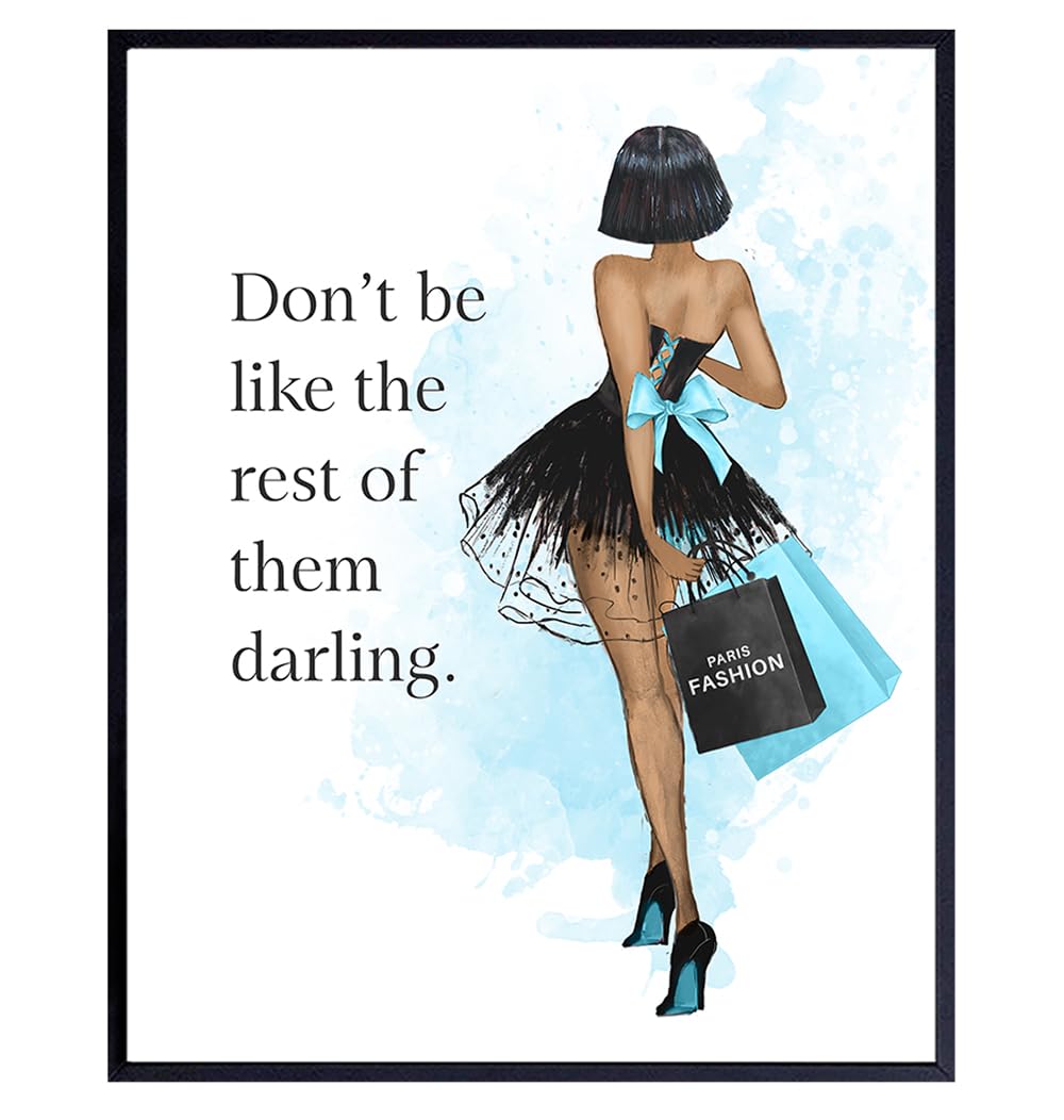 Tiffany Blue Fashion Wall Art - Black Positive Quotes Glam Decor 8x10