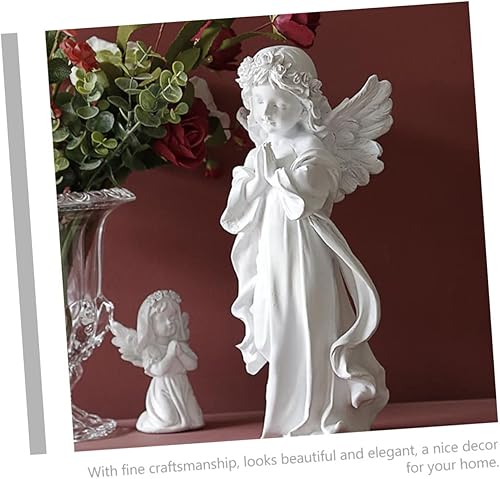 Miniatura 7 de GANAZONO 1 escultura de niña de ángel, figuras en miniatura, decoración de Navidad, estatua de hada, estatua de jardín, resina querubín, decoración