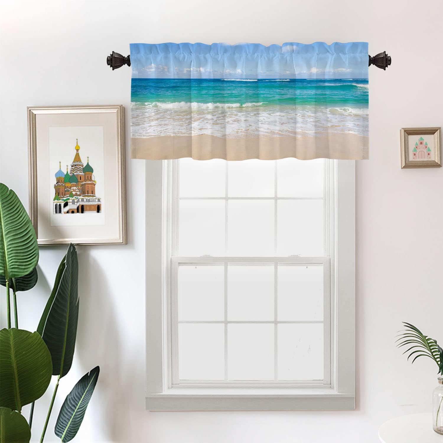 Home Coastal Blue Coral Reef Window Valance 52 x 18 Nautical Themed