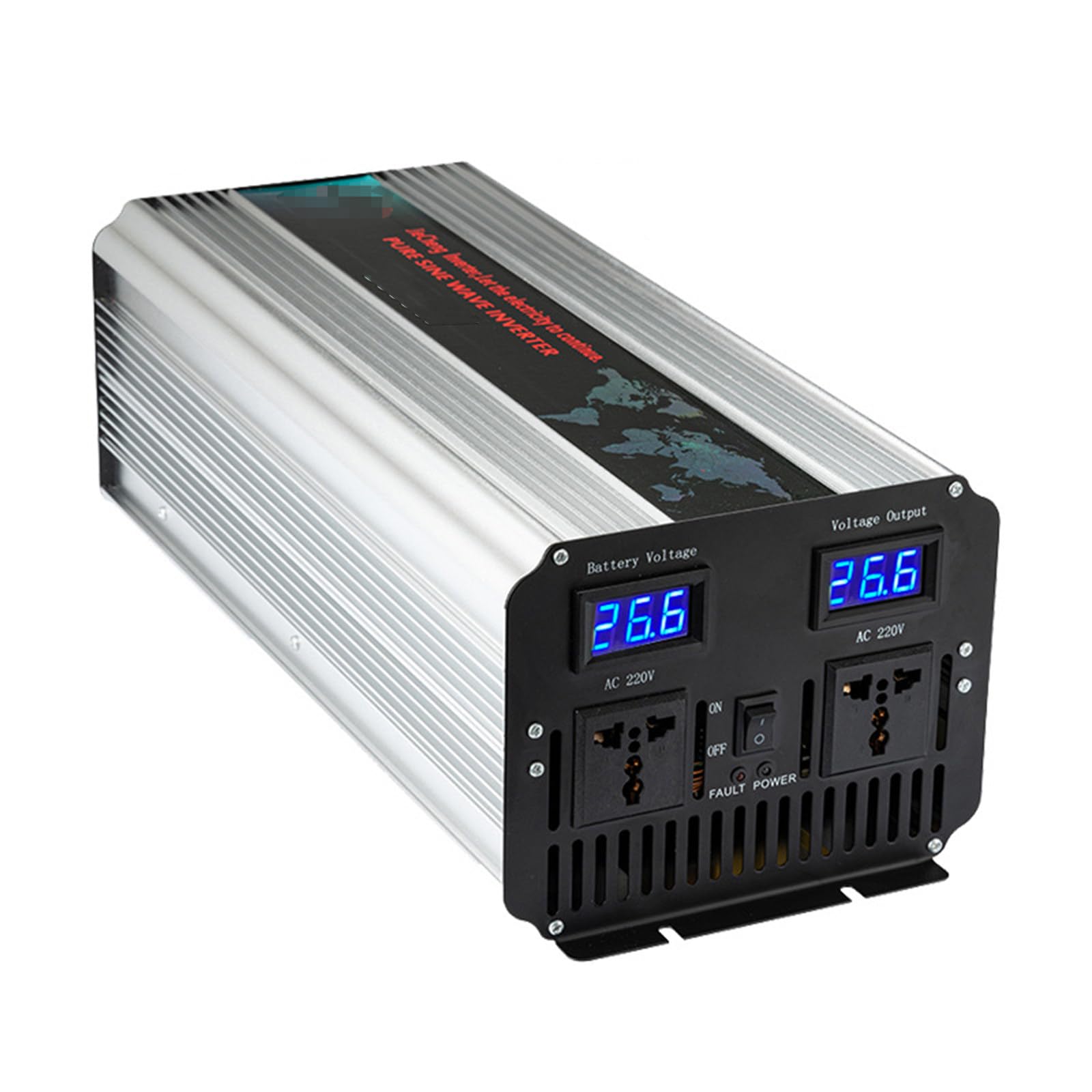 Falownik o czystej fali dodatniej, 1000 W-3000 W dużej mocy, domowy/samochodowy/zewnętrzny przetwornik napięcia, 12 V-72 V DC na 110 V/220 V AC, z pilotem zdalnego sterowania,2000W-24V