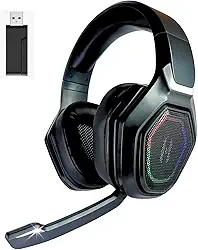 Headset Gamer 4 em 1 Wireless + Bluetooth + Cabo HYPER GT 3D Surround, RGB LIGHT, Drivers de Áudio Avançados 50mm Neodímio e Bateria Recarregável 10 HORAS para PC e PlayStation 4, 5, XBOX SERIES, ONE