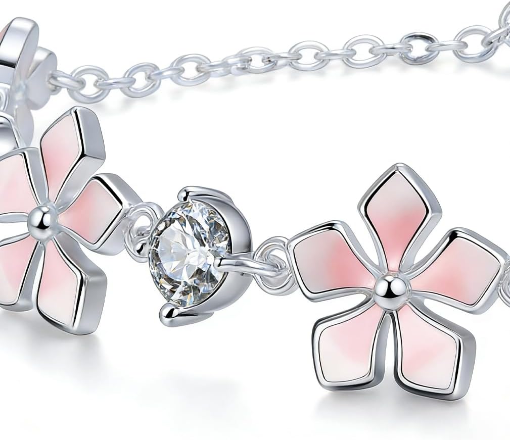 Flower Bracelet Gifts Birthday and Anniversary,Sparkling Zirconia Link Bracelet,Adjustable Jewelry Gifts for Women Mom Wife - Image 3