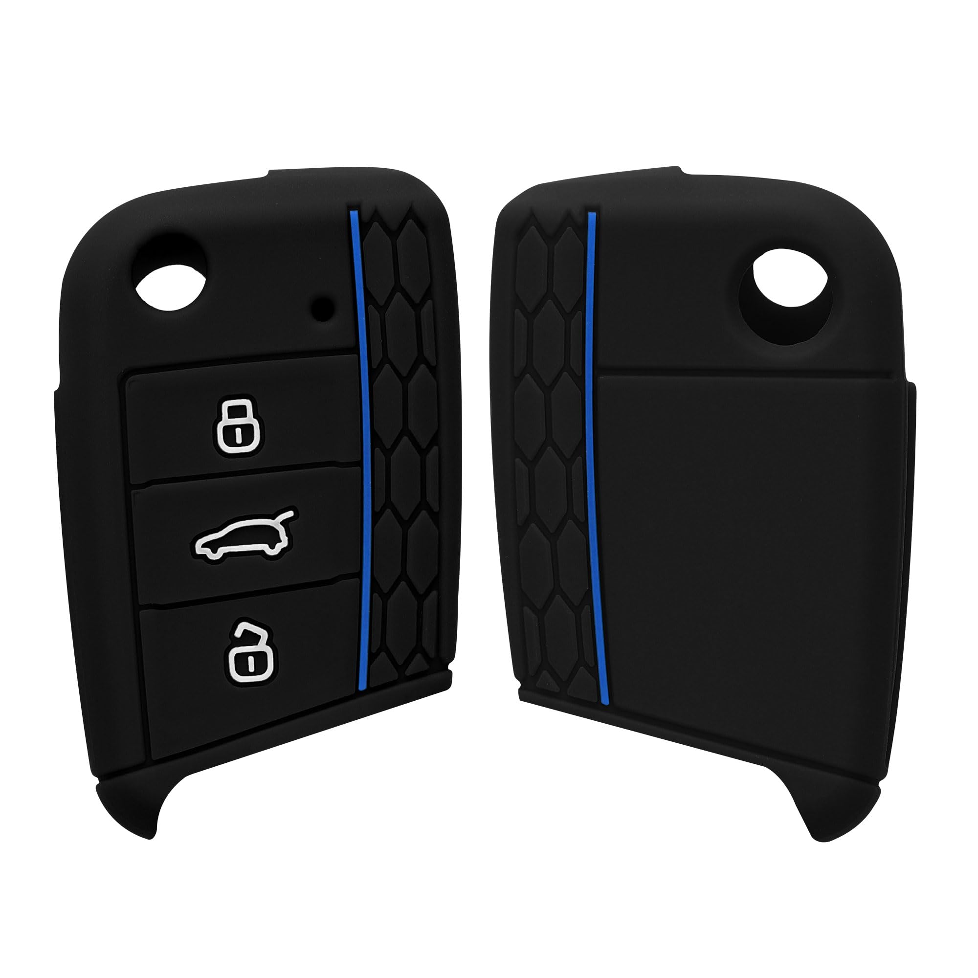 kwmobile Custodia Coprichiave Compatibile con VW Golf 7 MK7 3 Tasti Cover Telecomando Chiave Auto Nero Blu
