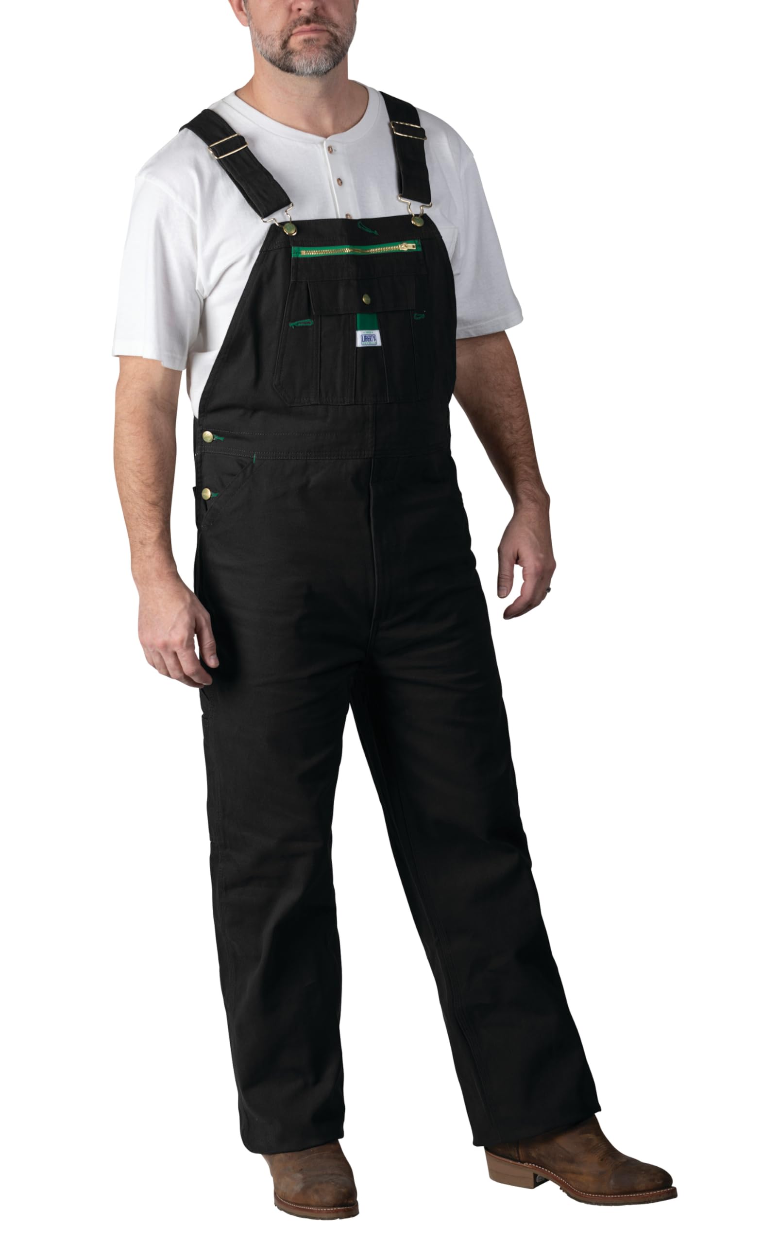 Liberty Men's Duck Bib Overalls, Midnight Black, 42W / 30L