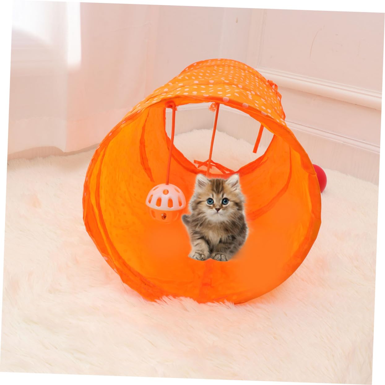 POPETPOP 3stücke Faltbarer Katzentunnel Interaktives Spielzeug Für Katzen Mit Hängendem Spaßige Spielumgebung Für Kätzchen Und Katzen Für Drinnen Und Draußen Orange