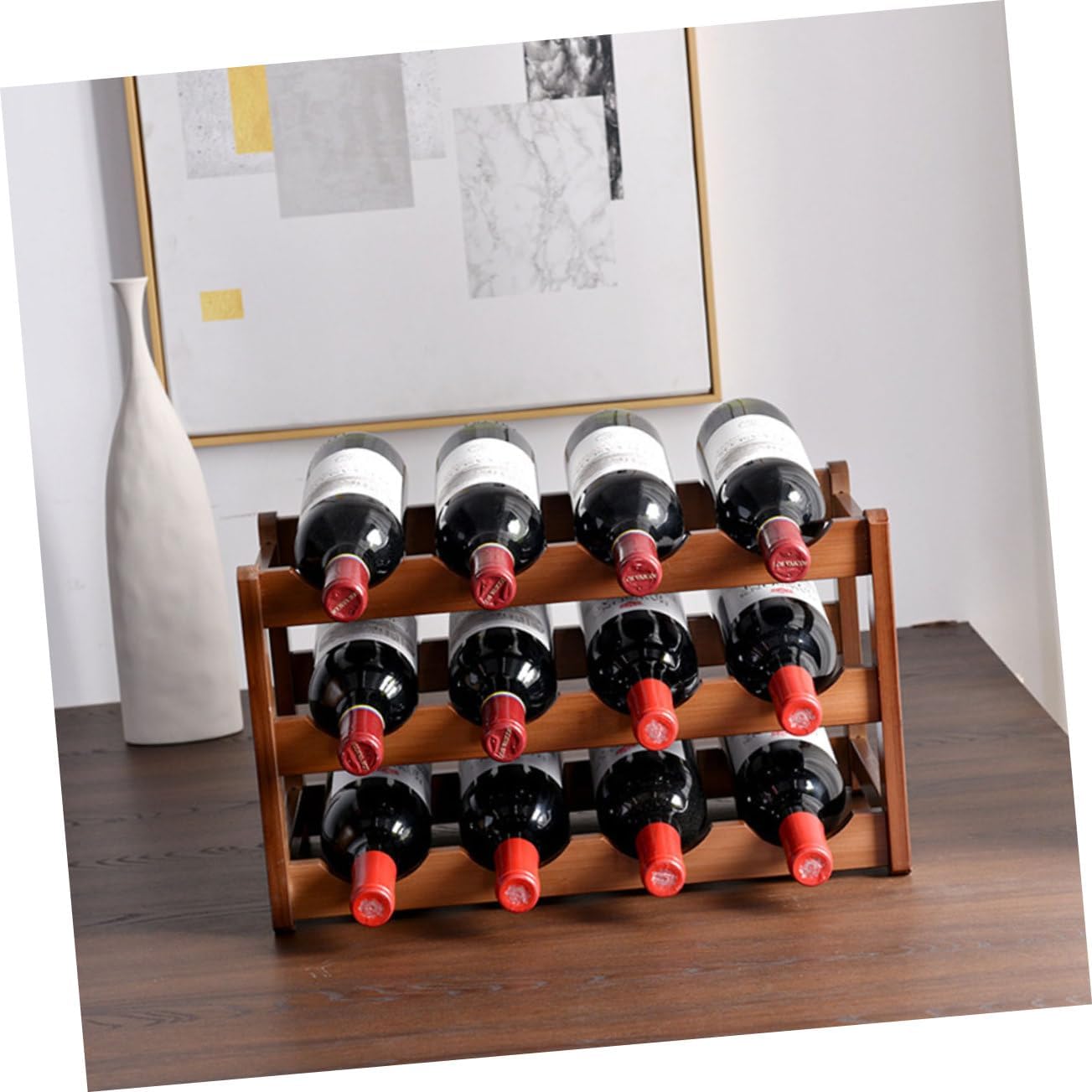 Classical Wine Rack Display Stand for Bottles Space-Saving Organizer for Home Hotel Wine Cellar