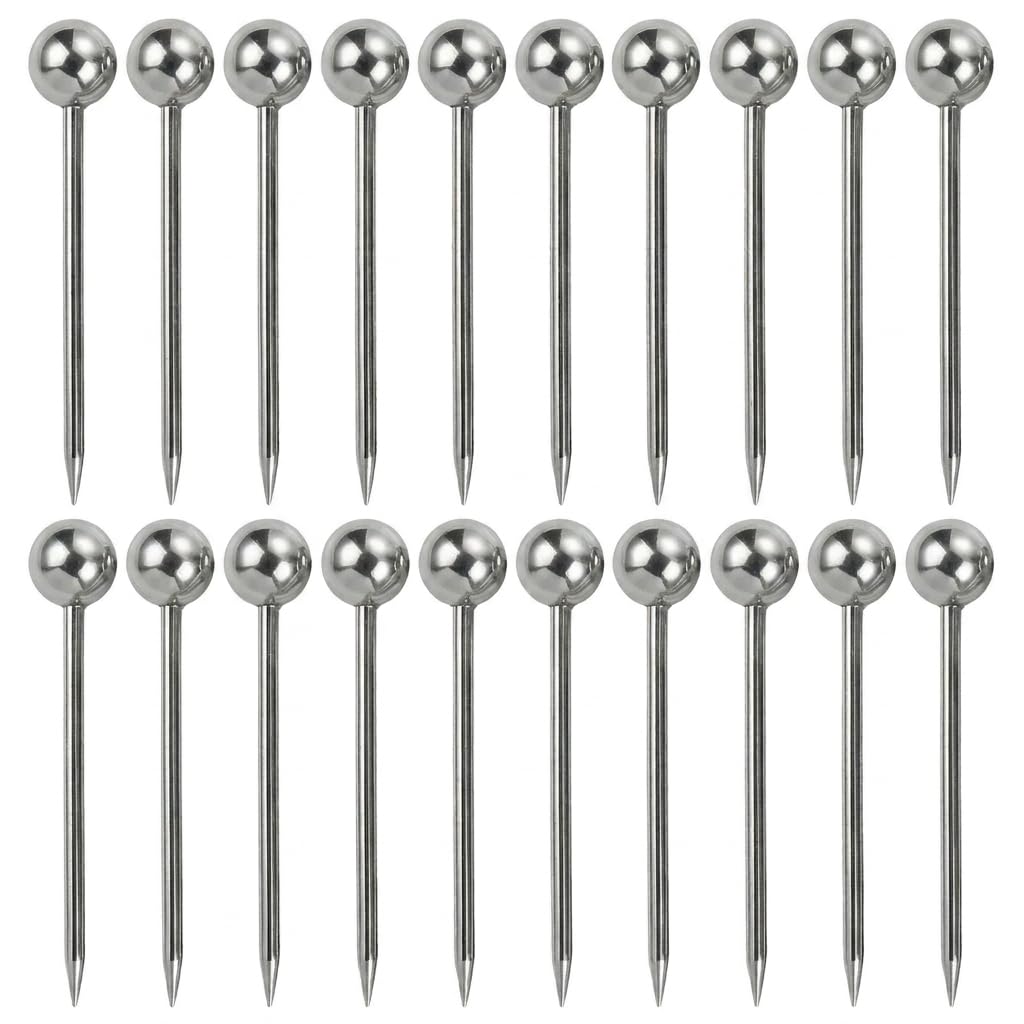 Cocktail Sticks Stainless Steel, Reusable Metal Cocktail Picks Sticks, 4.3 Inch Martini Olive Skewers, Silver Fruit Toothpicks for Appetizers, Party Garnish & Bar Accessories (16PCS)