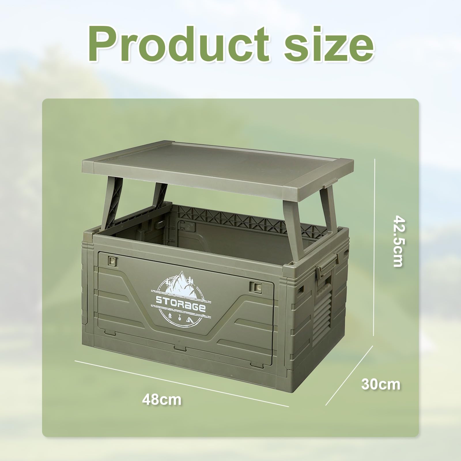 Grande boîte de rangement de camping, armoire de rangement pliable, table de rangement pliable 2 en 1, multifonctionnelle, pour fête de jardin, pique-niques, voyages en plein air, organisateur