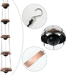 Chimes de vent de cuivre pour l'extérieur, Temple Chimes à vent 5 Bells Feng Shui Wind Bell Pendent Memorial Windchimes pour la maison jardin Patio Backyard Decor (Bronze)