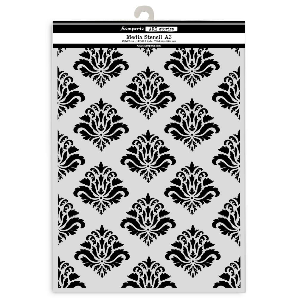 Stamperia - Selection of Big Stencils A3 for Scrapbooks, Albums, Cards, Bullet Journalling, and More, Flexible Material, Easy to Clean, Perfect for Hobbies, Crafts and Gifting (Art Stories) (5pcs)