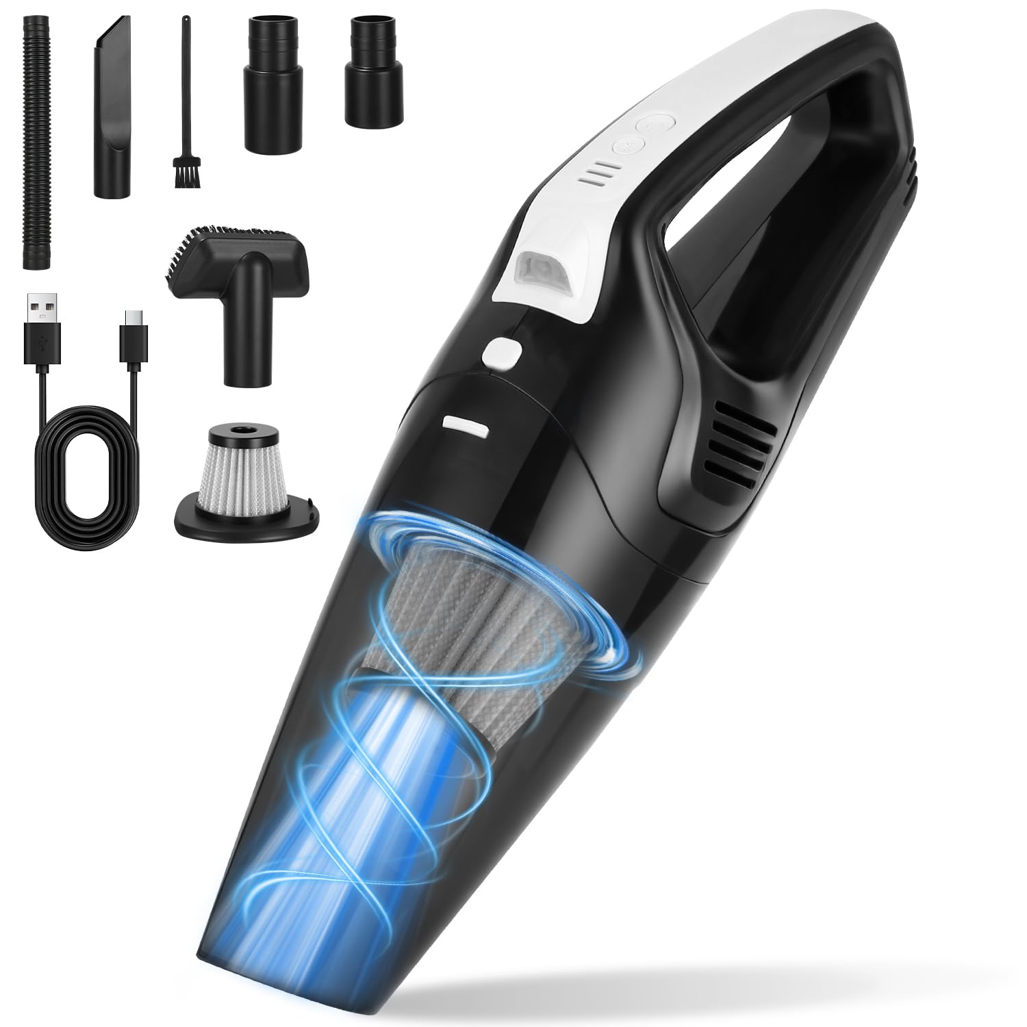 Powerful Handheld Vacuum Cleaner, Cordless Handheld Vacuum Cleaner, 500 ml Reservoir, 120W Cordless Handheld Vacuum Cleaner, 30 Minutes, Mini Handheld Cordless Vacuum Cleaner for Cars, Home, Pet Hair