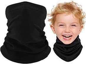 MRUN BONE Winter Loop Scarf Children, Warm Windproof Scarf, Fleece Tube Scarf, Windproof Thermal Fleece Loop Scarf for Cycling, Jogging, Hiking, Skiing, Black