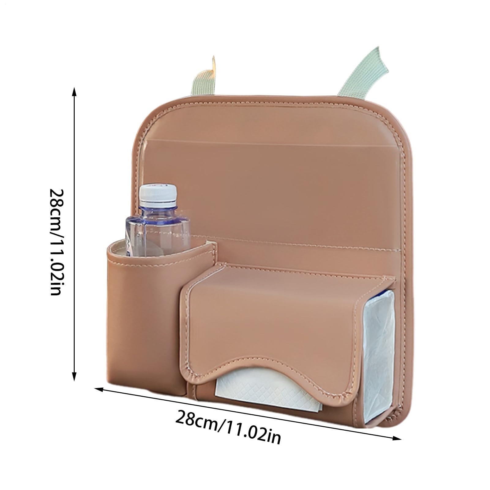 Organizer per sedile posteriore, borsa in pelle con porta fazzoletti, organizer e portaoggetti per sedile posteriore, per SUV, camper, berlina, furgoni, interni di veicoli, viaggi su strada, viaggi