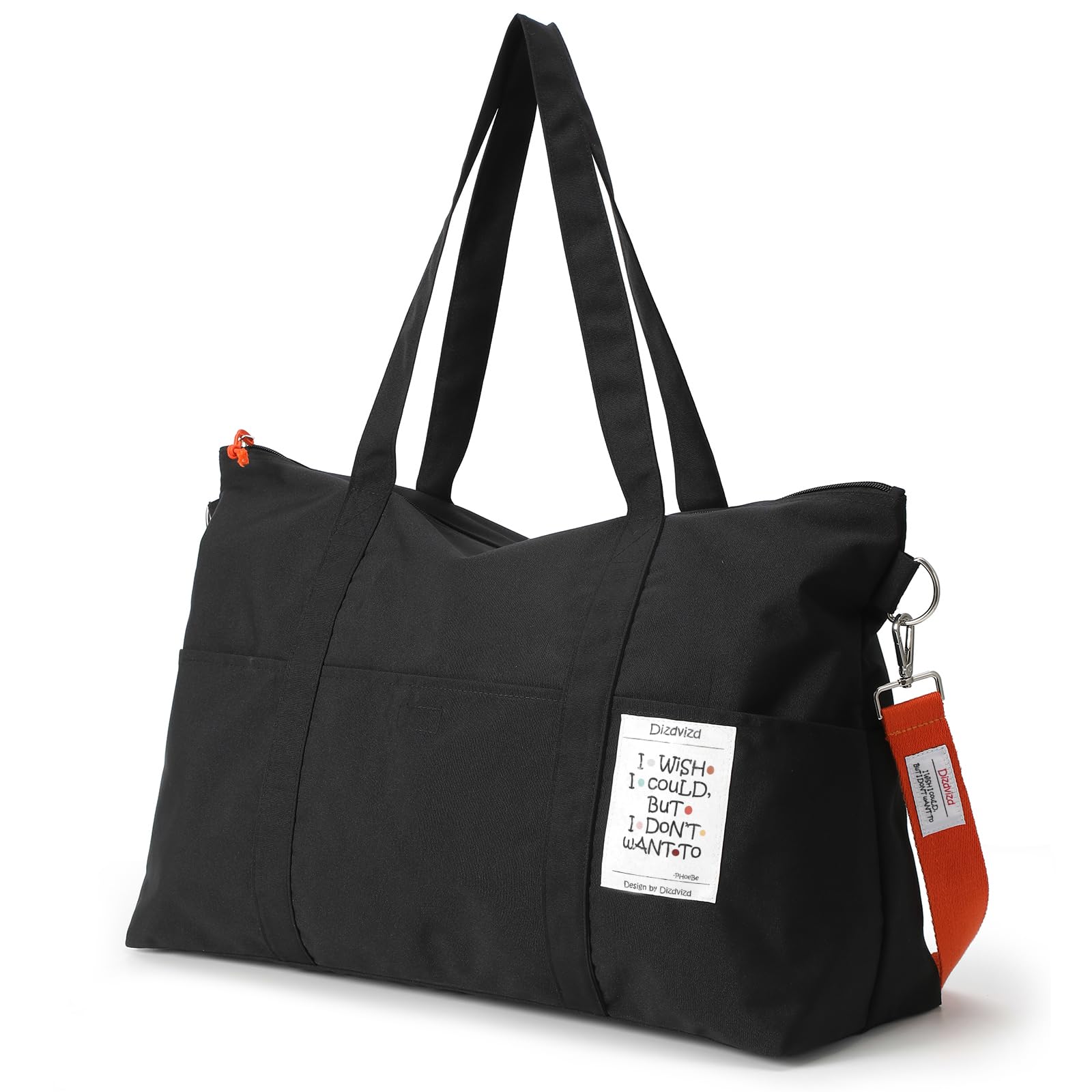 Borsa da Viaggio, Grande Capacità Borsa Sportiva per Donna, Piegabili Borsa Ospedale con Cerniera, Nylon Borsa Palestra Piccola, Borsa Cambio Neonato - Nero