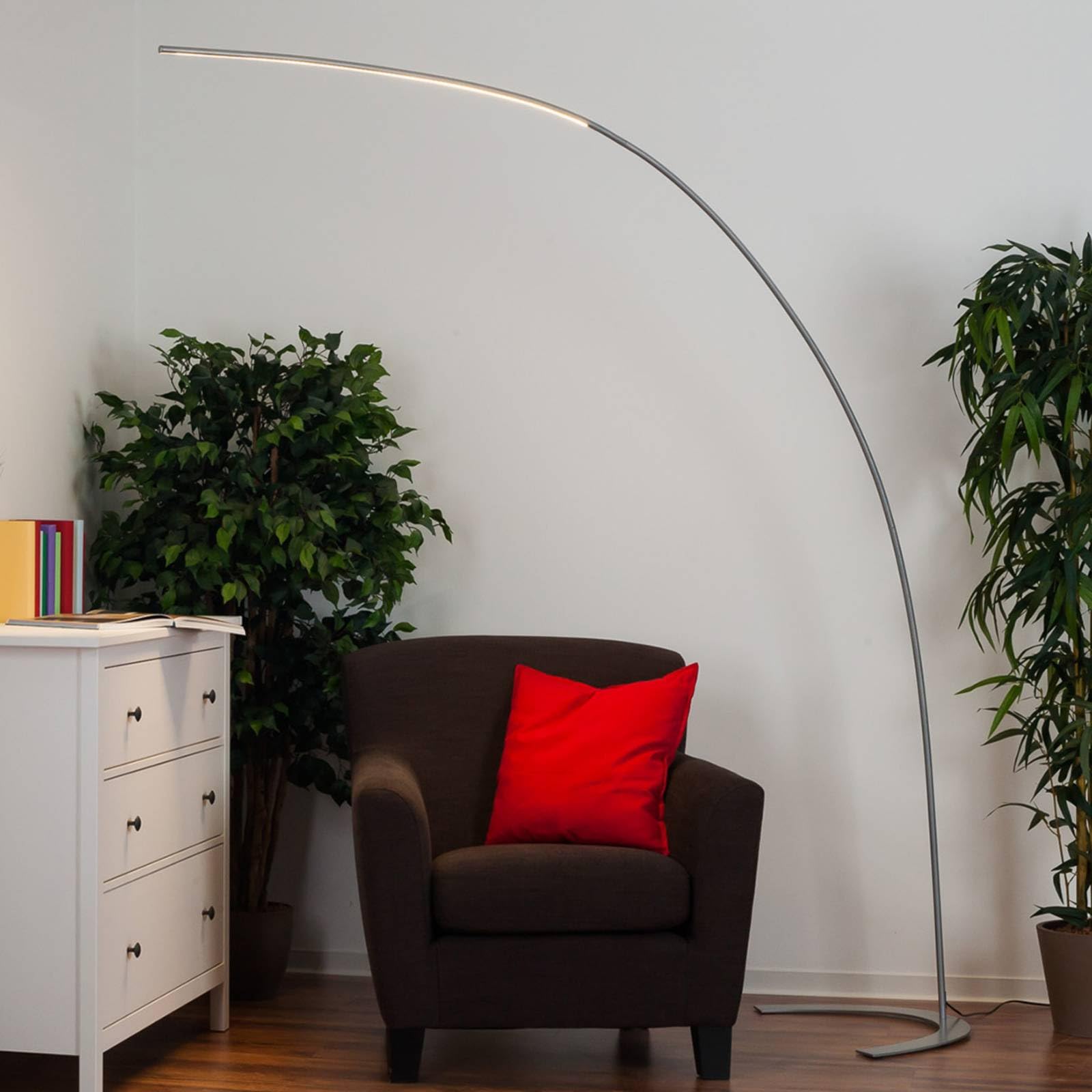 LED Lámpara de pie 'Danua' (Moderno) en Gris hecho de Metal e.o. para Salón & Comedor (1 llama,) de Lindby | lámpara de pie LED