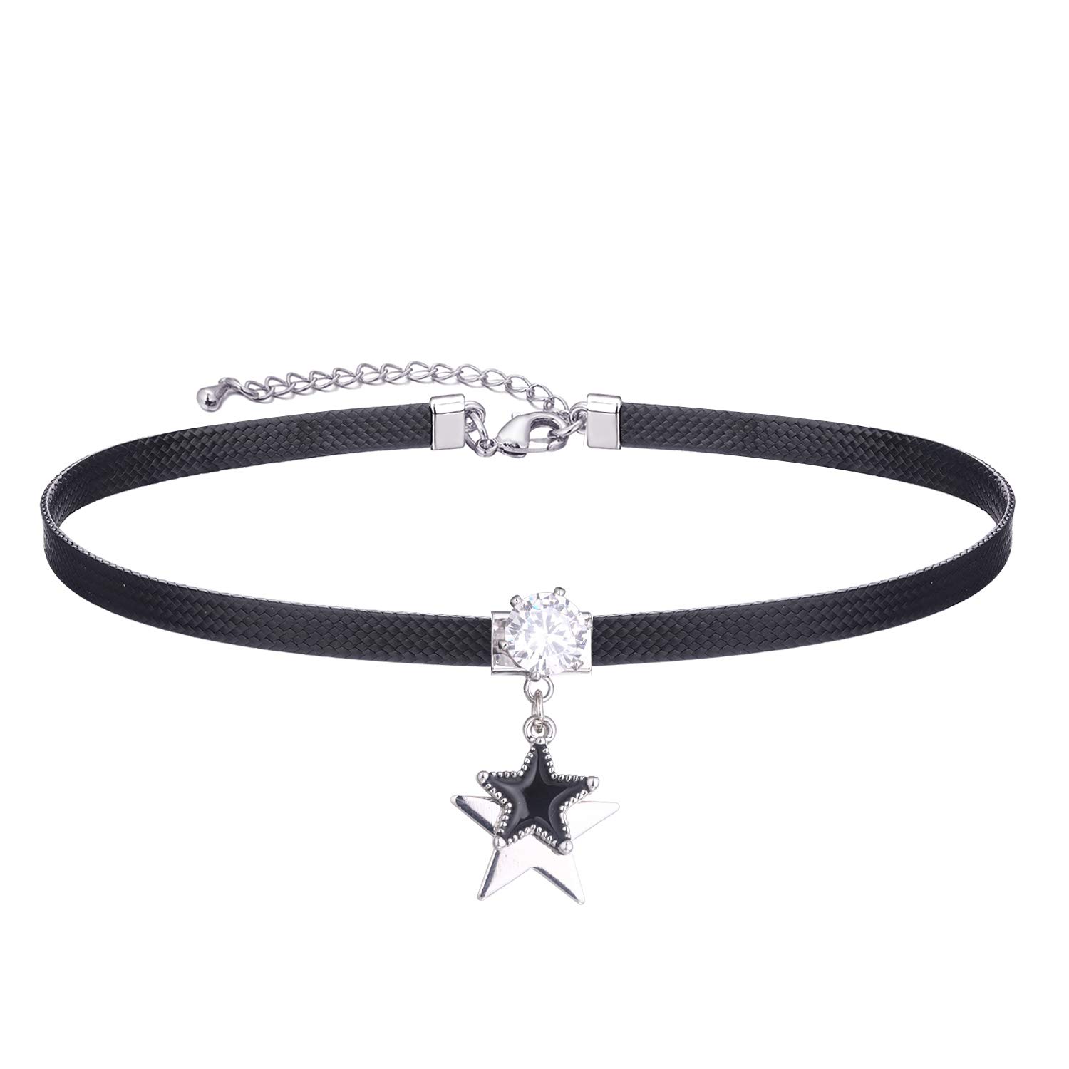 Yonhon Black Choker Necklace for Women,Gold/Siver Tone Choker Necklace with Elegant Pendant