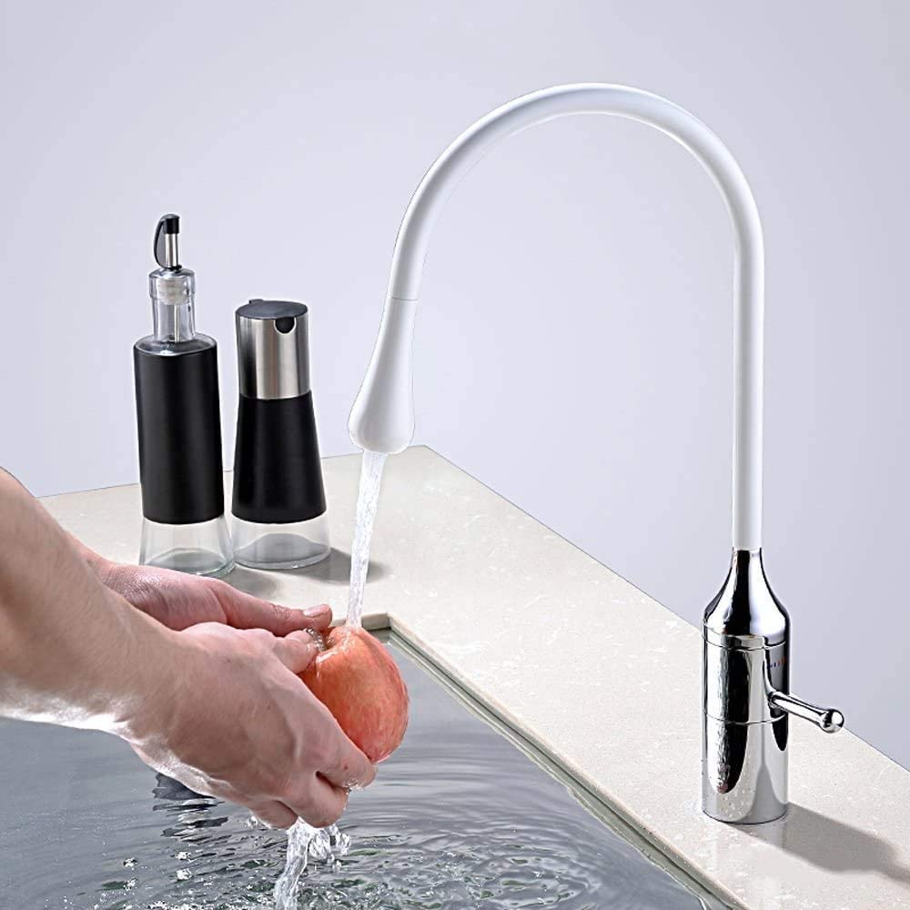 Grifos de Cocina Grifo (Agua) Grifo ； Grifo ； Grifo Giratorio de 360 ​​​​Grados Fregadero frío y Caliente Fregadero de Personalidad Grifo Monomando Grifos Blancos de un Solo Orificio Instalación en