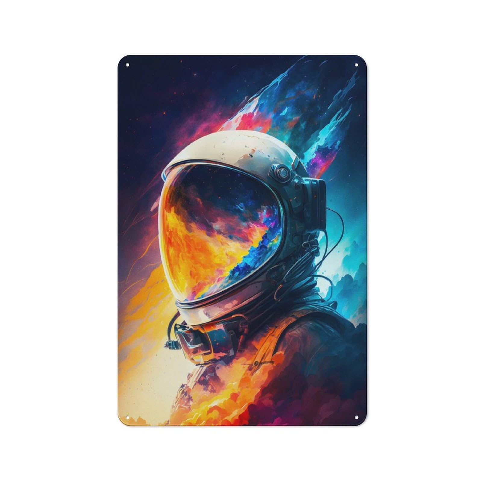 Junmoney Style-13 Modern Retro Astronaut Reflections 14 Metal Wall Art Sign 30X20cm, Studio Wall Art For Modern Home, Workshop, Office Or Cafe