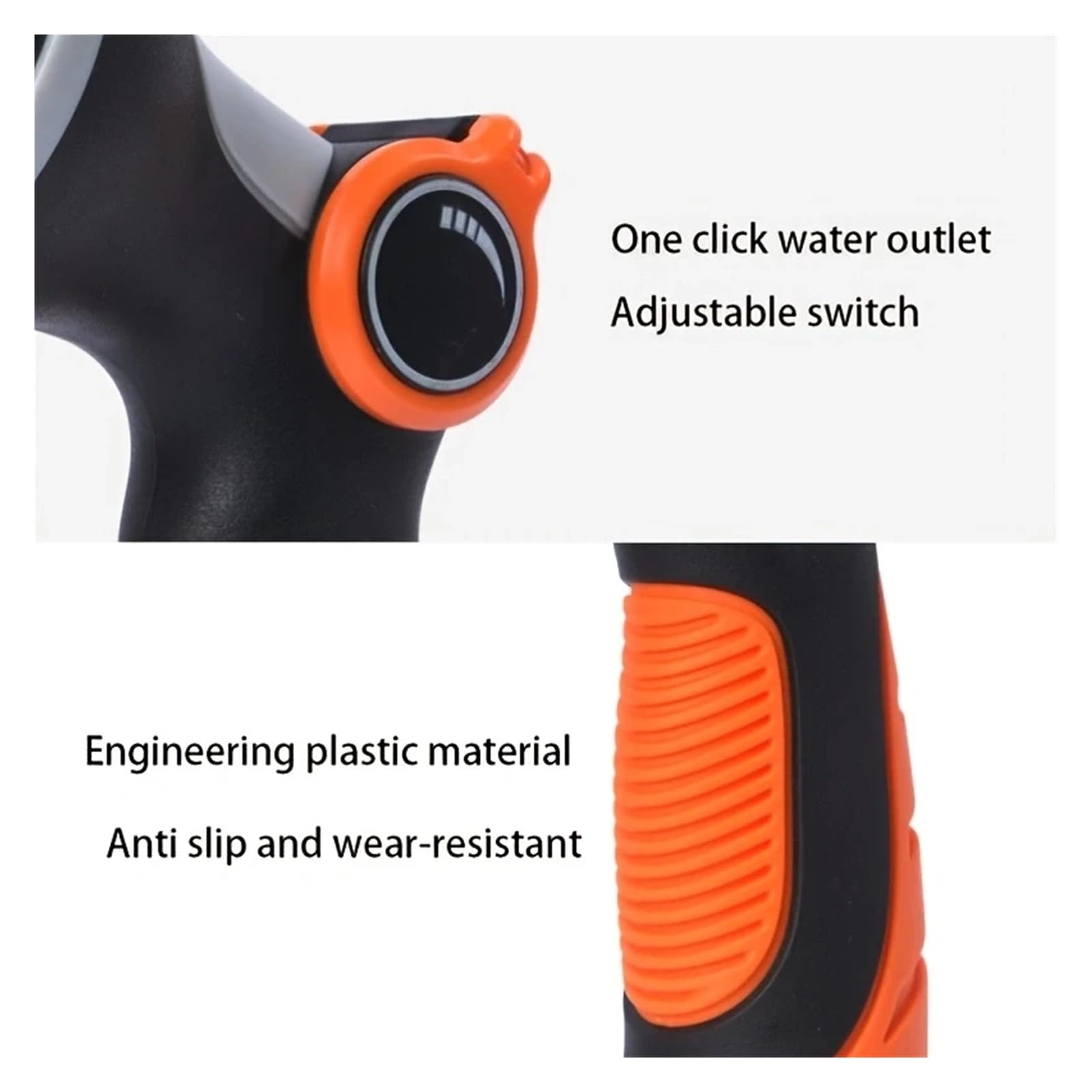 Pistola pulverizadora con manguera Boquilla, Pulverizador de agua con boquilla for manguera jardín y coche 10 modos un solo clic, plástico ingeniería
