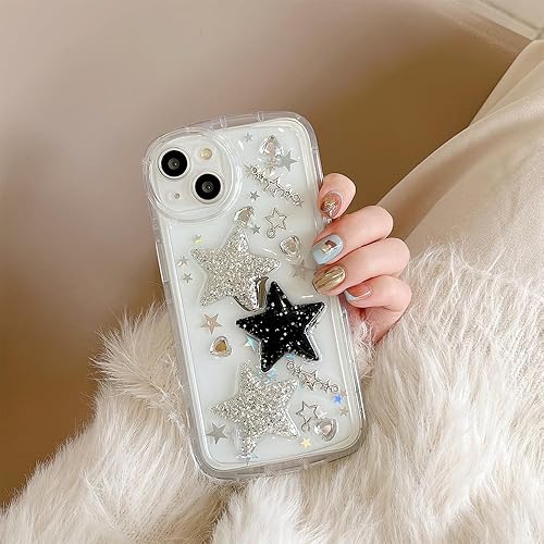Miniatura 2 de Funda para iPhone 12 con accesorios de cadena de dijes para teléfono, bonita funda 3D brillante con estrellas brillantes y diamantes de imitación