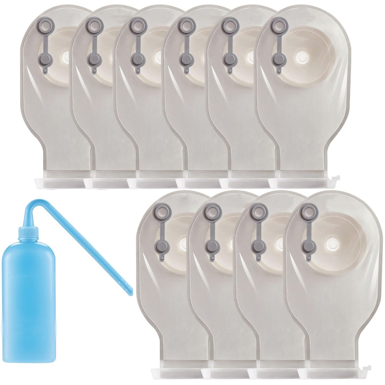10 Sacchetti per Colostomia, Sacche per Stomia Monoblocco con Chiusura a Clip, Sacchetti Drenabili per Stomia con Foro di Scarico, Tagliabili su Misura da 20 a 60 mm