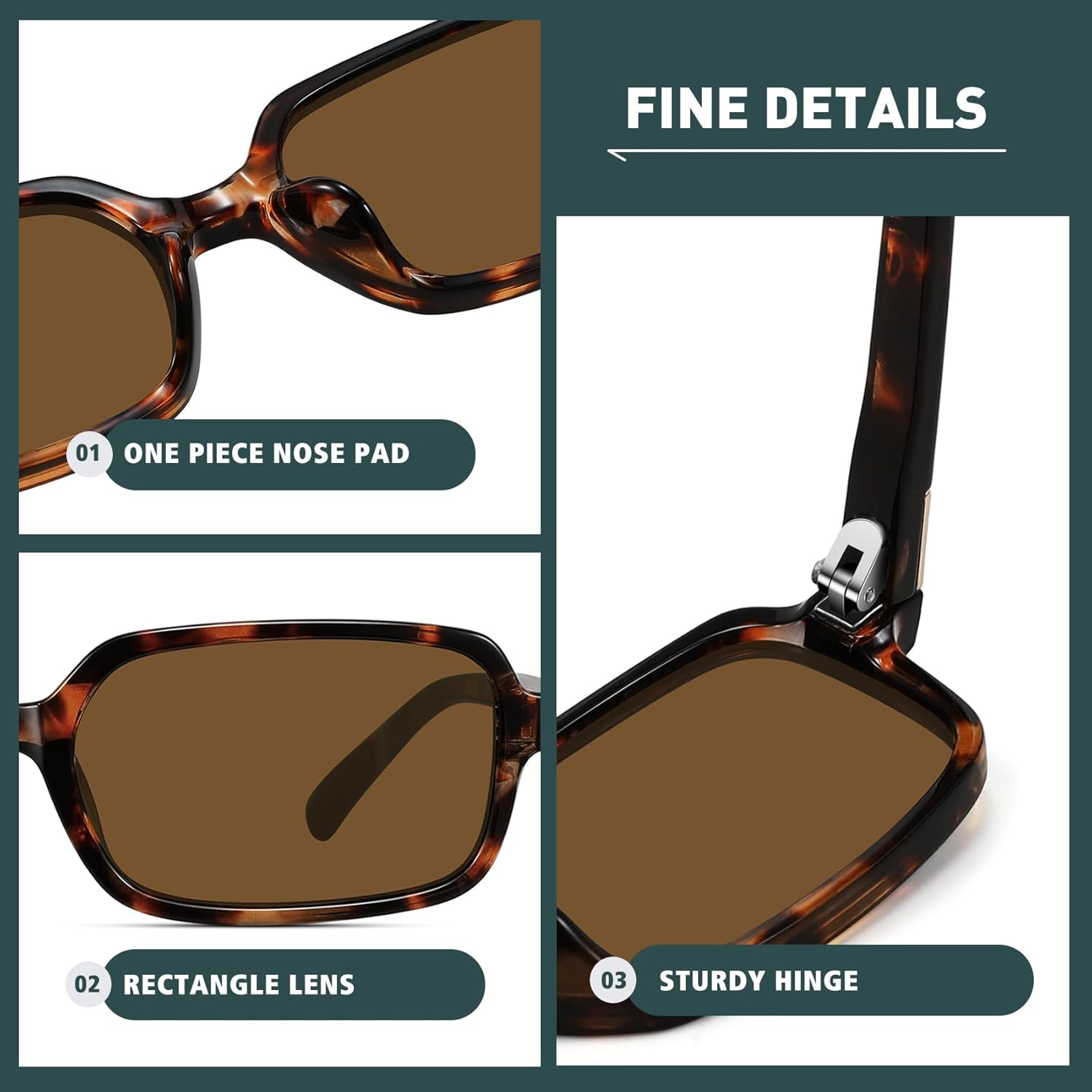 WOWSUN Retro Rectangle Sunglasses Womens Small Trendy 90s Sun Glasses Sunnies UV400 Protection - Image 4