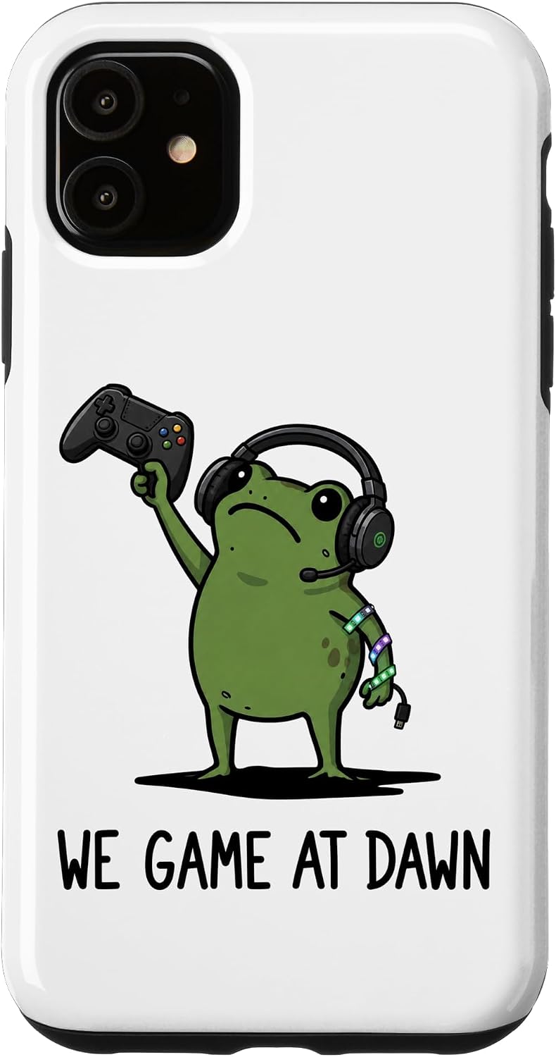 We Game At Dawn Frog Funny Frog Meme Video Gaming Frog Gamer Case for iPhone 11