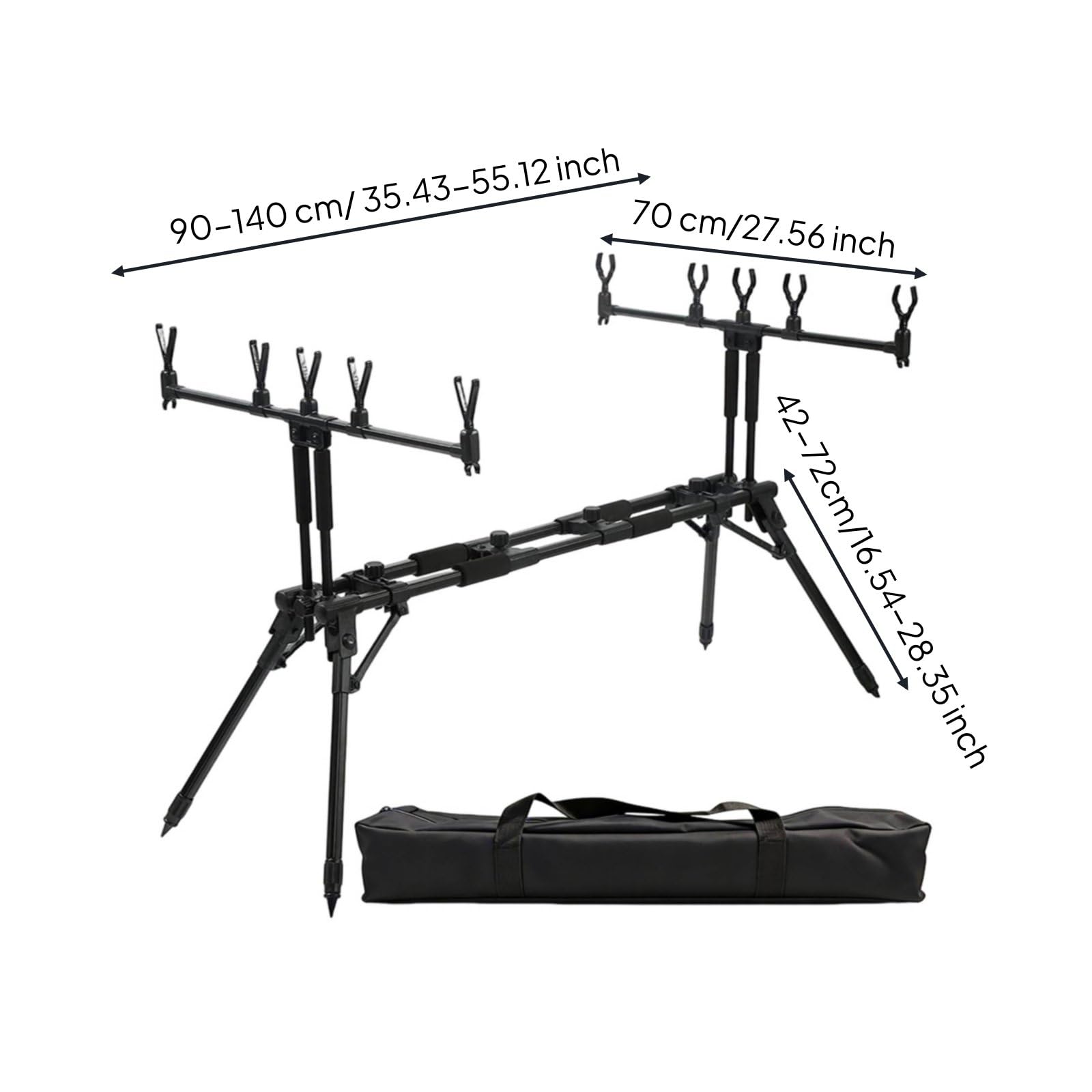 Gralara Asta Portacanne da Carpa Lega di Alluminio Portacanne Multiplo Acciaio Inox Supporto Canne Regolabile per Pescatori Sportivi, Pesca, Esterno, Fiume