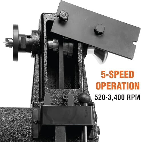 Miniatura 10 de WEN LA3424 - Torno de madera de 5 velocidades de 4.5 amperios, 12 x 18 pulgadas, color negro