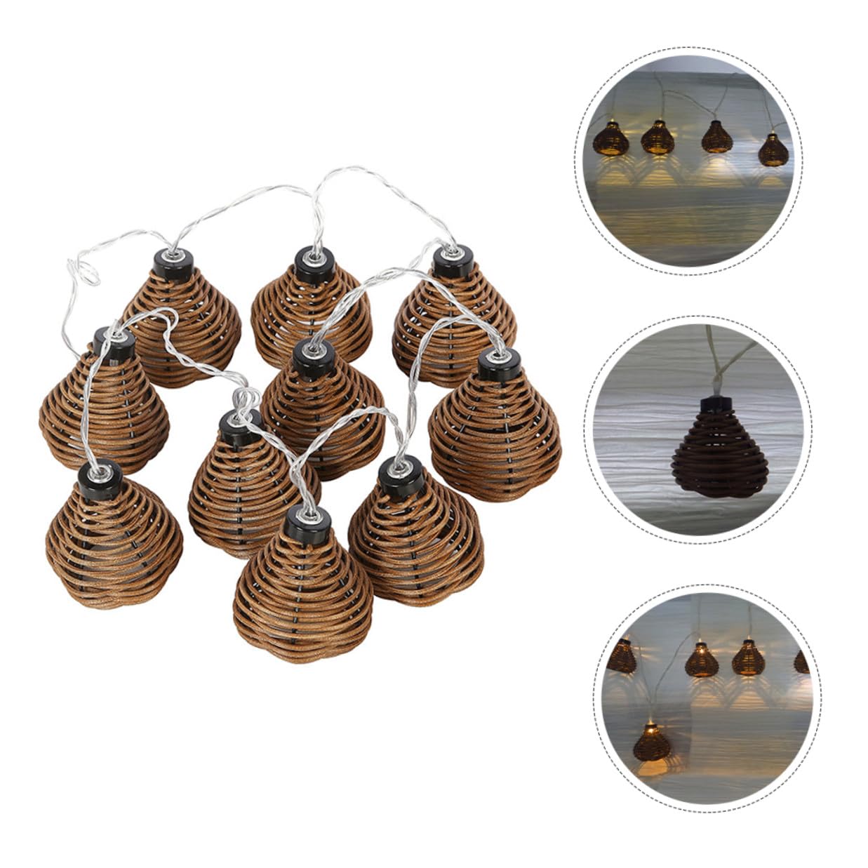 Lichterkette aus Rattanimitat mit 10 Leds Flexible und Multifunktionale Dekorative Beleuchtung für Innen und Außen für Hochzeiten und Feiertage