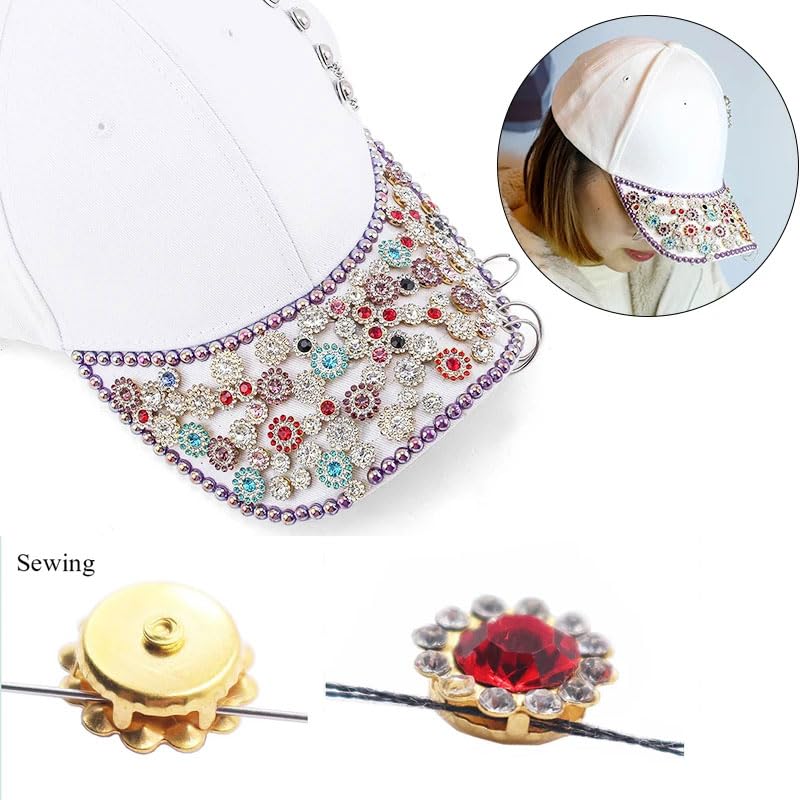 100pcs Sew on Rhinestones Crystals Glass Gems Metal Claw Mixed 8mm 10mm 12mm 14mm Sunflower Garments for Sewing Headband Jewelry Crafts Clothes Shoes Belt Accessories (00 Mixed Color)