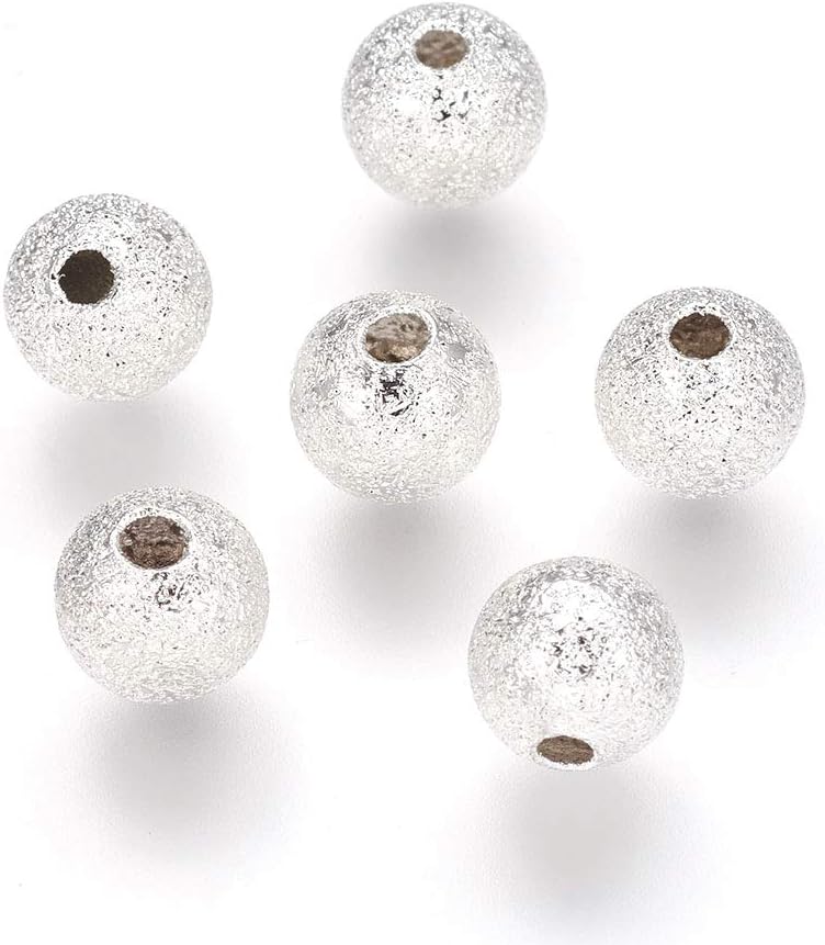Craftdady 500Pcs 6mm Silver Frosted Round Spacer Beads Tiny Textured Brass Ball Sparkle Loose Beads for Jewelry Craft Making