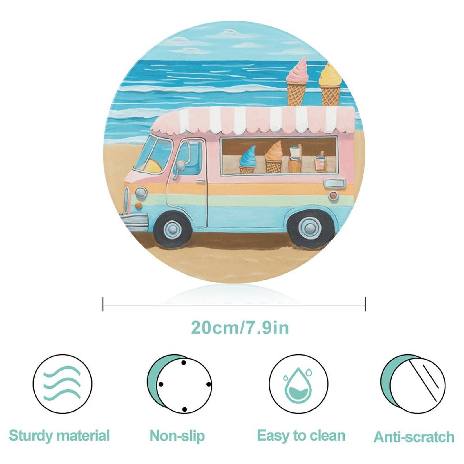 Tagliere rotondo per gelato estivo da spiaggia, facile da pulire, taglieri per cucina di grandi dimensioni 7,9, taglieri essenziali da cucina, comodo per carne e verdure