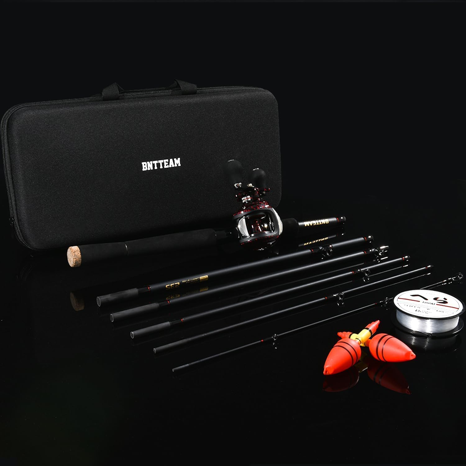 Baitcasting Canne à pêche 2.1M Super Dur Fibre de Carbone poignée EVA Portable léger 6 Sections Canne articulée pour Voyage Surf Eau salée Eau