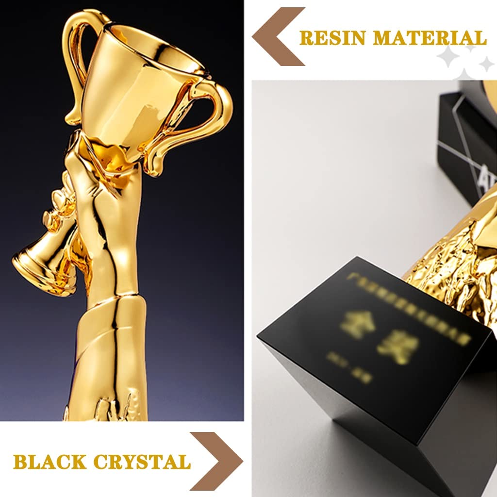 Trofeo Lindas Copas De Trofeo De Grabado 3D, Trofeo De Gloria De Resina Creativa, Premio Campeón De Ventas, Copa De Premios Chapada En Oro, Paquete De Regalo (Color : Gold Black, S : 8 * 28cm)