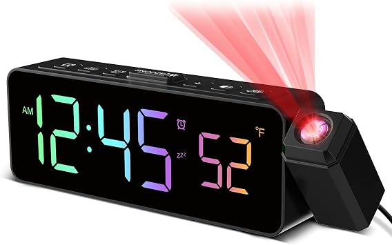 Netzu Projection Alarm Clock for Bedroom Ceiling, Small Digital Clocks