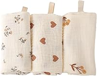 Vista 10 de 3Pcs/Set Cotton Baby Burp Cloths Soft Absorbent Newborns Washcloths for Bath Time Gentle Skin Care Size 23x23cm