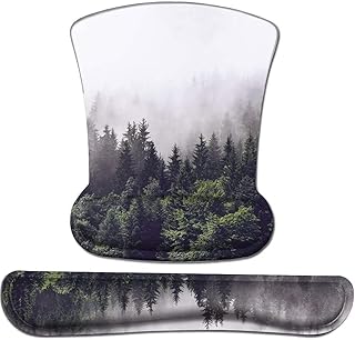 iCasso Ergonomic Memory Foam Keyboard Wrist Rest Pad and Mouse Wrist Rest Pad Set, Comfortable and Pain Relief, for Typing and Gaming, Office Home Mechanical Keyboard Use (Forest, Keyboard and Mouse Wrist Rest Pad)