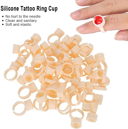 Miniatura 3 de 100 piezas de anillo de tatuaje de cejas de silicona microblading pigmento dedo pegamento titular para maquillaje de pestañas, herramientas