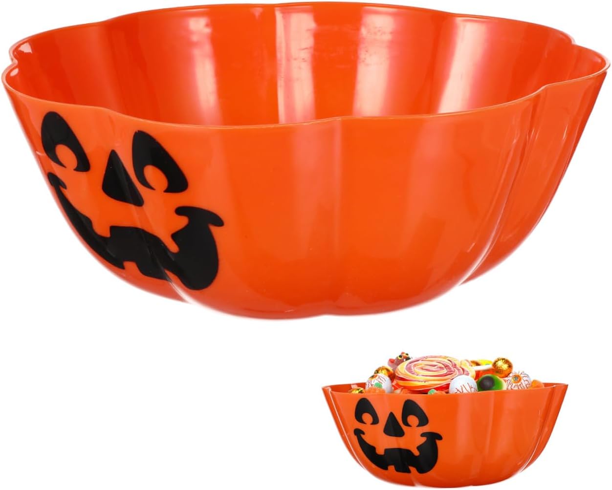 TOYANDONA Halloween Candy Bowl - Plastic Pumpkin Trick Or Treat Bowl for Halloween Serving Party Supplies