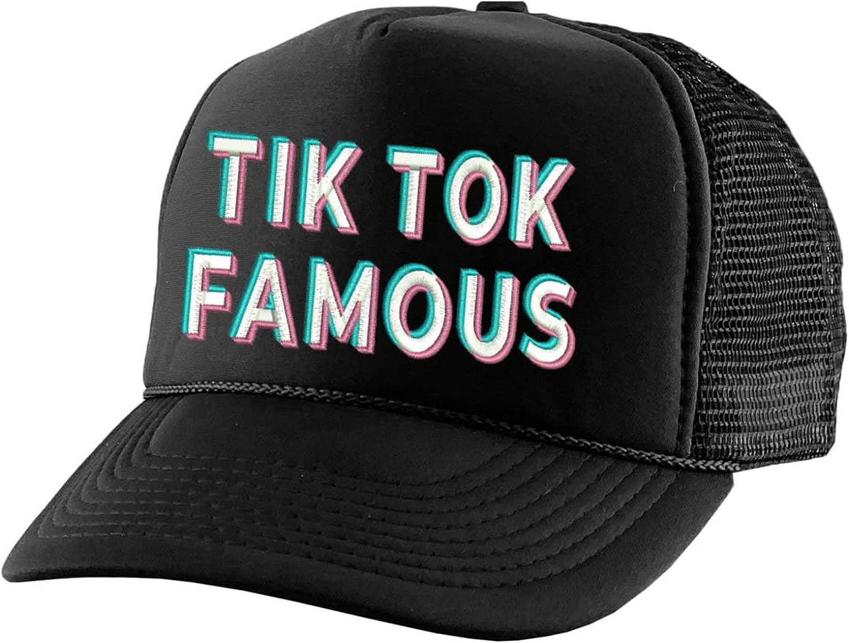 TIK Tok Famous Trucker Hat Embroidered Cap Adult Adjustable Graphic Hat