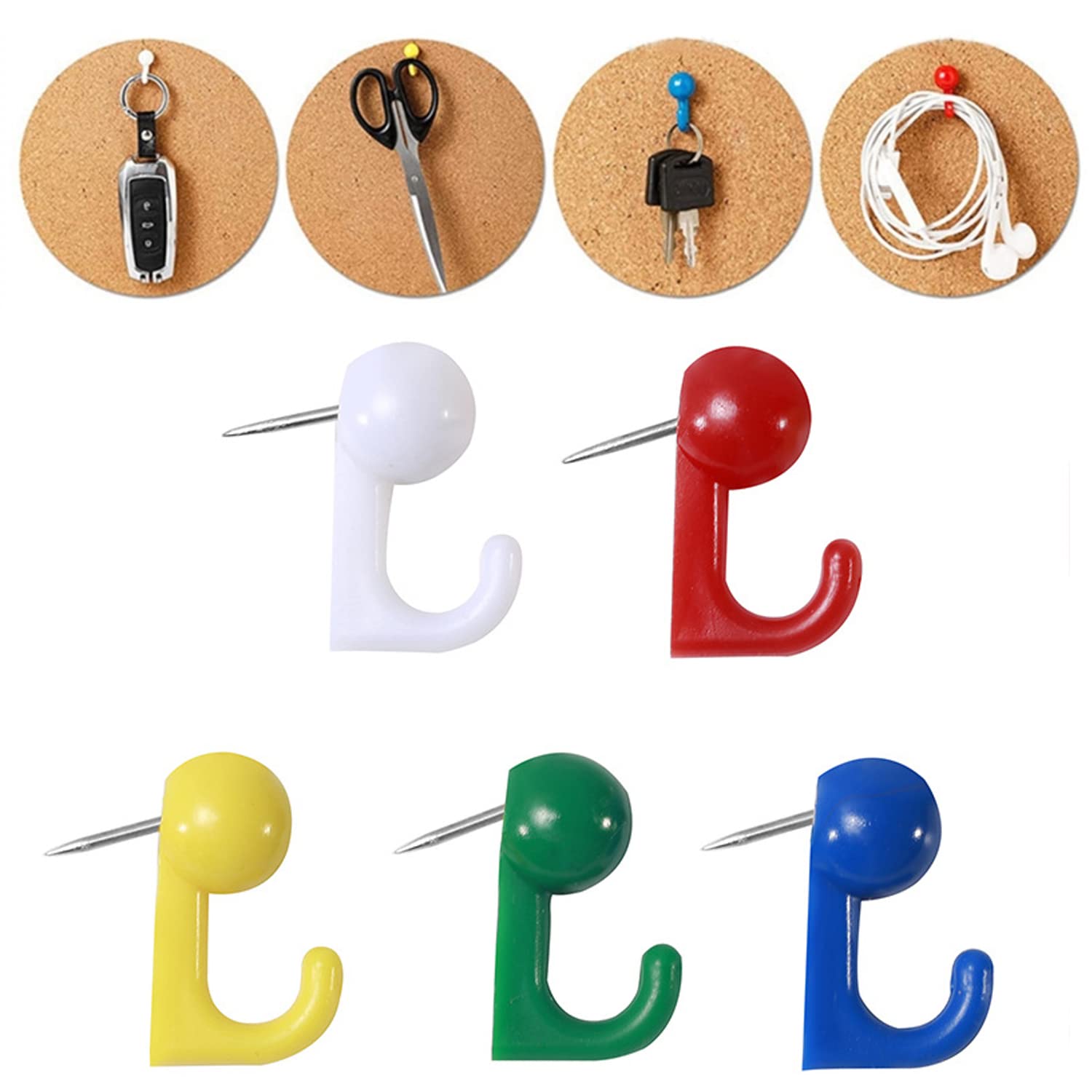 WUBAYI 50Pcs Push Pins Plastic Thumb Tacks Colored Drawing Pins Mixed Color Thumb Nail for Notice Board Cork Board Bulletin Board Storage Box Map Photo Calendar,Home Office School Supplies