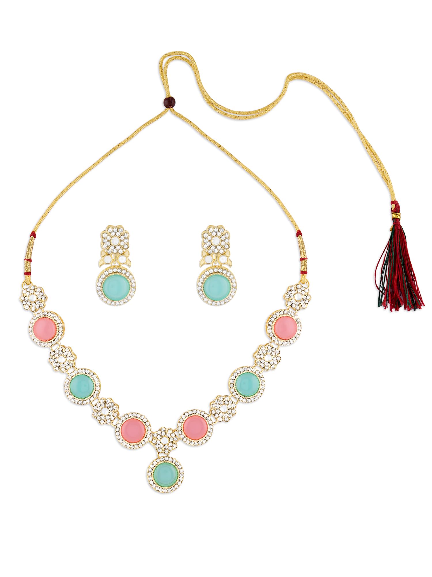 See full amazon price history chart for ZAVERI PEARLS Turquoise Blue & Pink Stones Ethnic Austrian Diamonds Necklace & Earring Set For Women-ZPFK17553 ZAVERI PEARLS Turquoise Blue & Pink Stones Ethnic Austrian Diamonds Necklace & Earring Set For Women-ZPFK17553 (B0CWV5GY74) Amazon Price History, Amazon Price Tracker