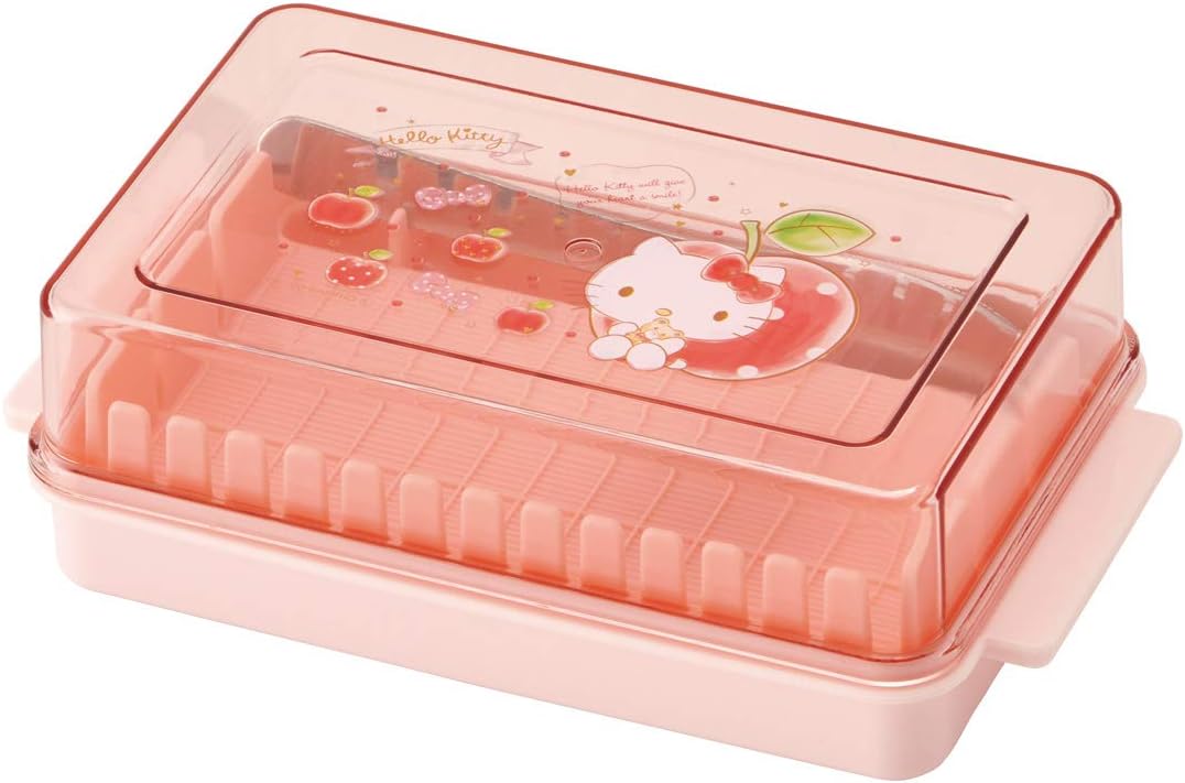 Skater Butter Case, Butter Container, Butter Cutter, Guide Included, Hello Kitty Happiness Girl, Sanrio BTG1, 6.3 x 3.7 x H2.0 inches (16 x 9.5 x 5.1 cm)