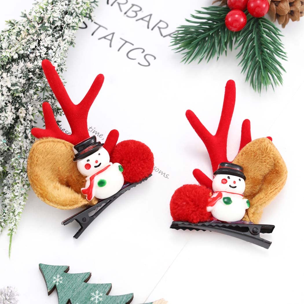 IYOU Christmas Hair Clips Set Red Reindeer Antler Hair Accessories Deer Ears Christmas Party Hairpins for Women and Girls(Pack of 4) - Image 4