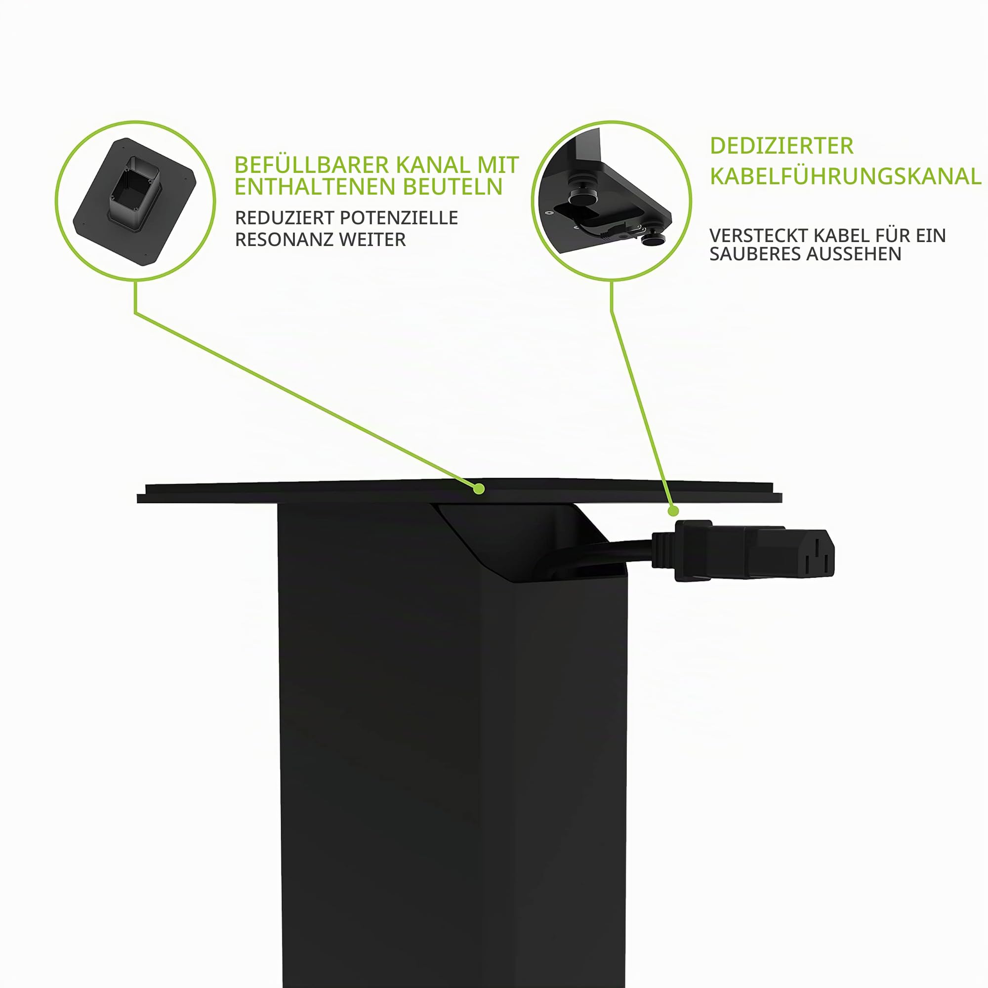 Kanto SX22 Universal Fillable Speaker Floor Stands for Bookshelf Speakers | 22" Tall | Dedicated Cable Channel | Fill Bags Incl. | Pair | Black