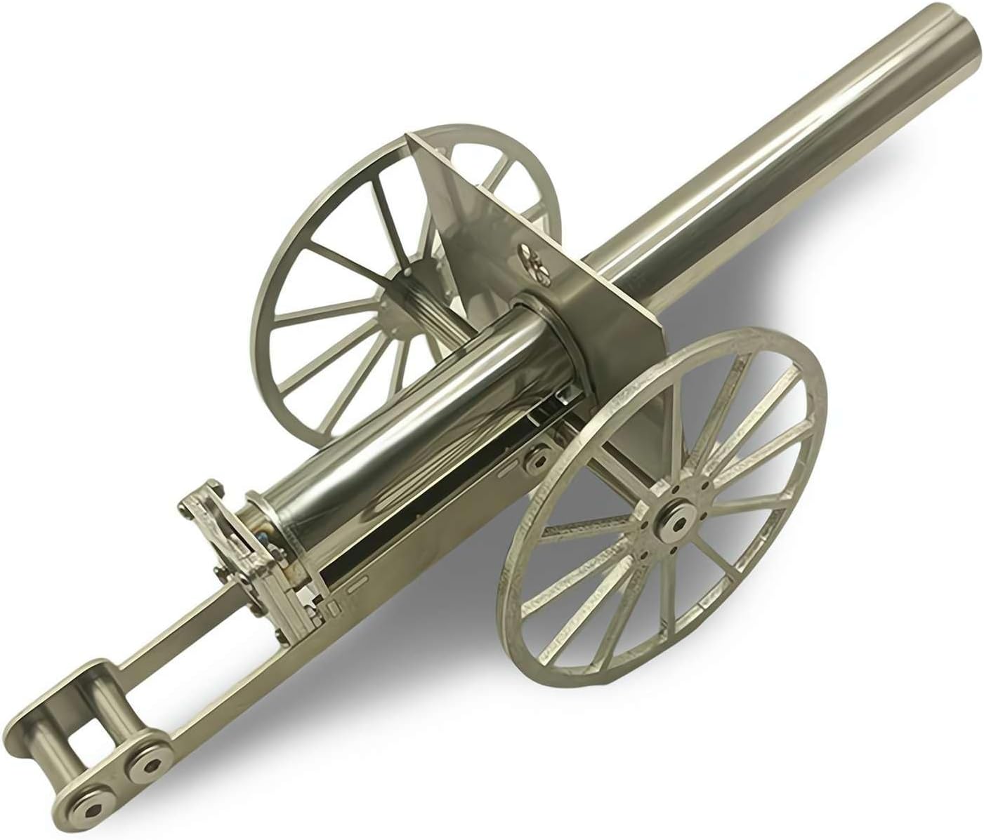Firecracker Artillery Cannon Stainless Steel, Mini Cannon Model Firecracker Launcher Ornament, Silvery Artillery Collection Gifts Desktop Ornaments for Military Fans Boys Men