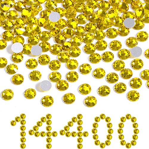 Image of Beadsland Flat Back Crystal Rhinestones Bulk, Lemon Yellow, SS6, 14400pcs