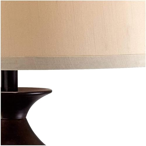 Miniatura 7 de John Timberland Mission Style - Lámpara de mesa con luz nocturna de 33 pulgadas de alto, vidrio champán, jaula de hierro cepillado, pantalla de